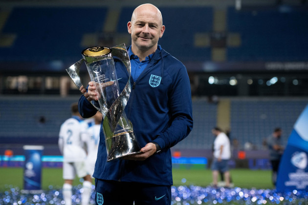 batumi-georgia-july-8-head-coach-of-england-lee-carsley-celebrates-the-win-with-the-trophy-after-the-uefa-under-21-euro-2023-final-match-between-e