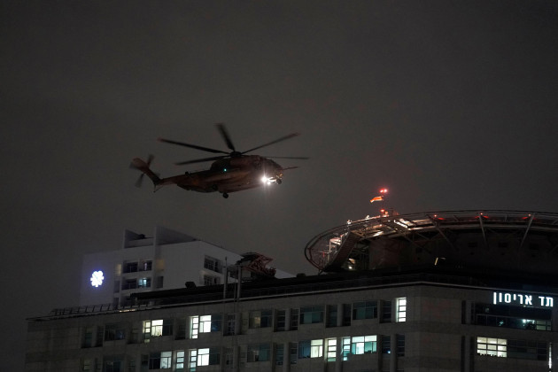an-israeli-helicopter-transporting-released-hostages-lands-at-ichilov-hospital-in-tel-aviv-tuesday-nov-28-2023-eleven-israeli-women-and-children-freed-by-hamas-entered-israel-monday-night-in-the