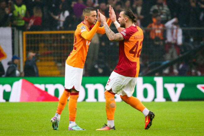 istanbul-turkey-29th-nov-2023-istanbul-turkey-november-29-hakim-ziyech-of-galatasaray-as-celebrates-after-scoring-the-teams-first-goal-with-abdulkerim-bardakci-of-galatasaray-as-during-the-gr