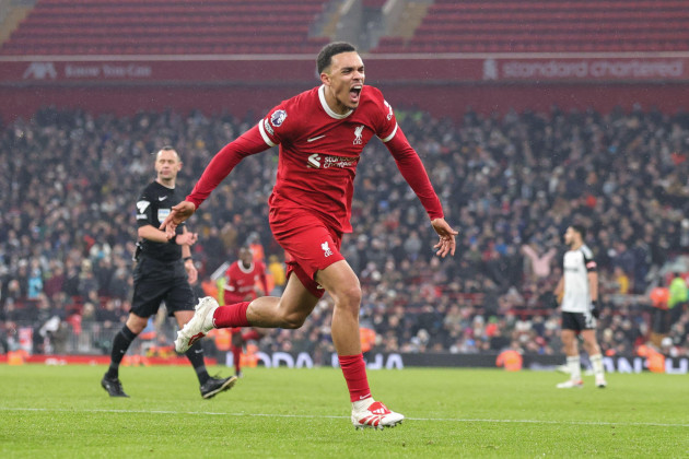 liverpool-uk-03rd-dec-2023-trent-alexander-arnold-66-of-liverpool-celebrates-his-goal-to-make-it-4-3-during-the-premier-league-match-liverpool-vs-fulham-at-anfield-liverpool-united-kingdom-3rd