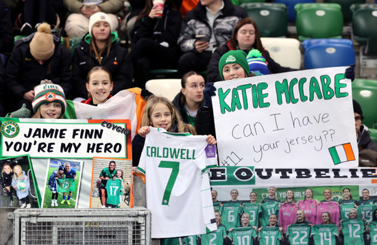 republic-of-ireland-fans-in-the-stands-ahead-of-the-uefa-womens-nations-league-group-b1-match-at-windsor-park-belfast-picture-date-tuesday-december-5-2023