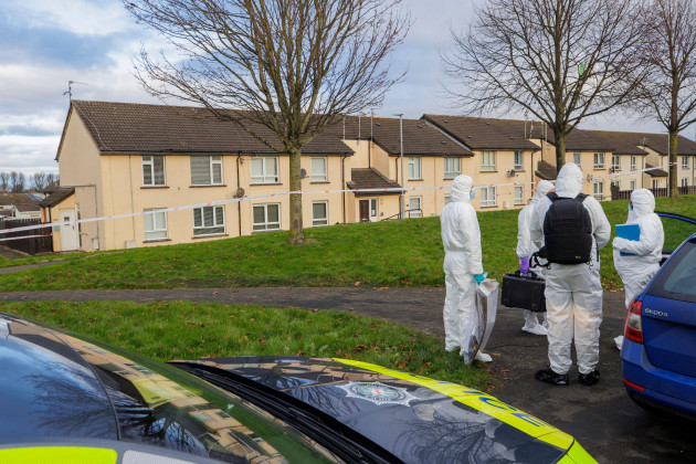 house-number-pixelated-by-pa-picture-desk-psni-forensic-officers-at-the-edward-street-area-of-lurgan-co-armagh-as-two-women-and-a-man-have-been-arrested-after-police-launched-a-murder-investigation
