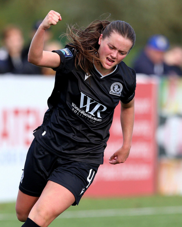 durham-city-uk-22nd-october-2023-blackburn-rovers-tyler-toland-celebrates-after-scoring-during-the-fa-womens-championship-match-between-durham-women-fc-and-blackburn-rovers-at-maiden-castle-durh