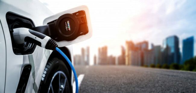 evchargingstationforelectriccarinconceptofgreen