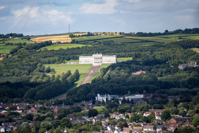 belfast-uk-02nd-july-2023-stormont-parliament-buildings-is-the-seat-of-the-northern-ireland-assembly-the-devolved-legislature-for-the-region-on-he-4th-february-2022-first-minister-paul-girvan-r