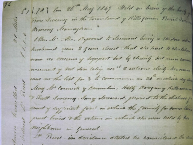 Rose Sweeny May 1847 inquest