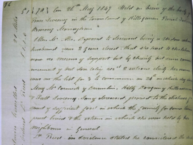 Rose Sweeny May 1847 inquest