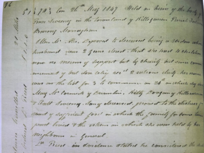 Rose Sweeny May 1847 inquest