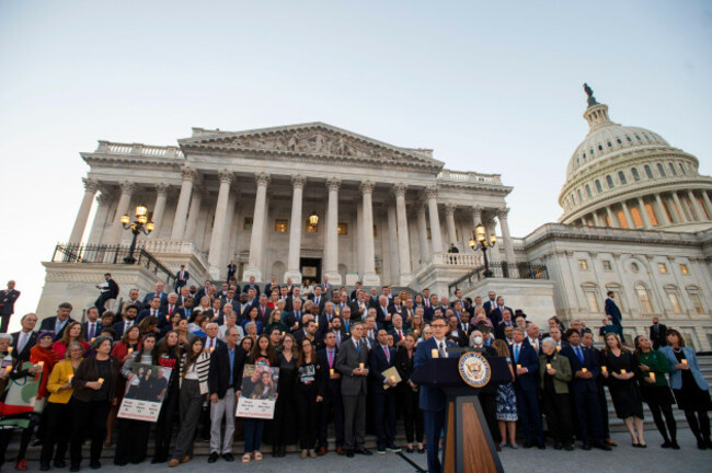 speaker-of-the-united-states-house-of-representatives-united-states-representative-mike-johnson-republican-of-louisiana-offers-remarks-as-congressional-members-are-joined-by-family-members-of-israel