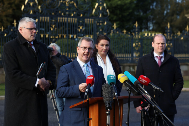 dup-leader-sir-jeffrey-donaldson-speaks-to-the-media-outside-hillsborough-castle-where-political-parties-have-reconvened-for-more-talks-with-and-the-government-on-a-financial-package-for-the-region-p