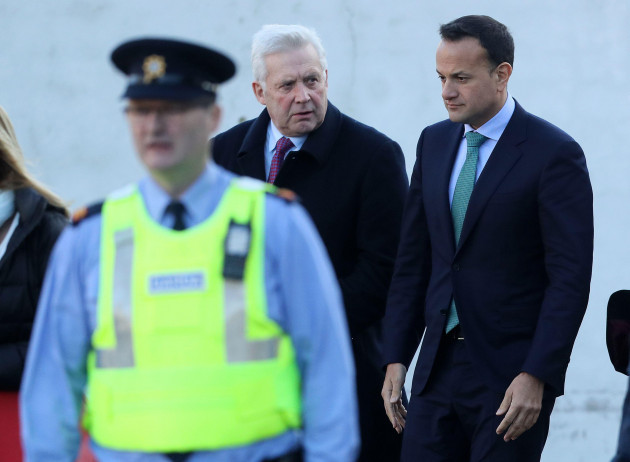 taoiseach-leo-vradkar-right-with-fine-gael-candidate-fergus-odowd-leaving-drogheda-garda-station-in-co-louth-following-a-meedting-with-an-garda-the-taoiseach-condemned-the-murder-of-keane-mulready