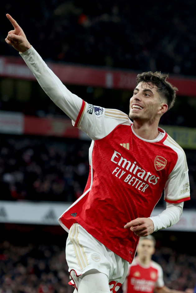 arsenals-kai-havertz-celebrates-after-scoring-his-sides-second-goal-during-the-english-premier-league-soccer-match-between-arsenal-and-brighton-and-hove-albion-at-the-emirates-stadium-in-london-sun