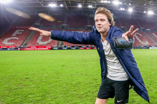 utrecht-netherlands-21st-dec-2023-utrecht-netherlands-december-21-tim-pieters-of-usv-hercules-celebrates-his-sides-win-during-the-toto-knvb-cup-2nd-round-match-between-usv-herculus-and-afc-aja