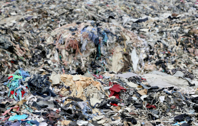 A large pile of waste textiles