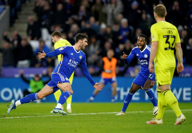 leicester-citys-tom-cannon-celebrates-scoring-their-sides-first-goal-of-the-game-during-the-sky-bet-championship-match-at-the-king-power-stadium-leicester-picture-date-monday-january-1-2024