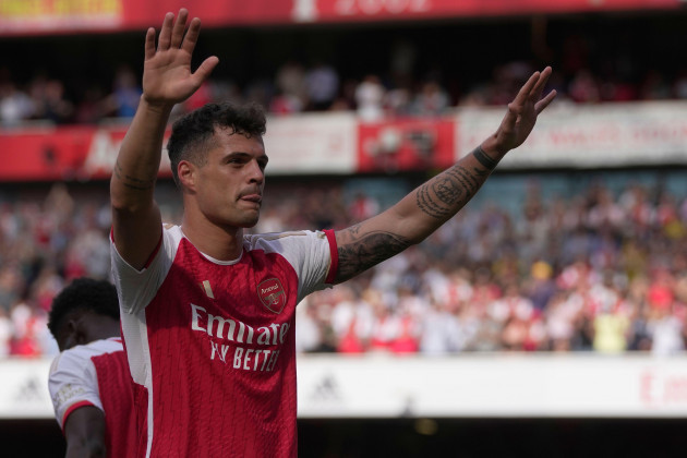 file-arsenals-granit-xhaka-celebrates-after-scoring-his-sides-opening-goal-during-the-english-premier-league-soccer-match-between-arsenal-and-wolverhampton-wanderers-at-the-emirates-stadium-in-lon