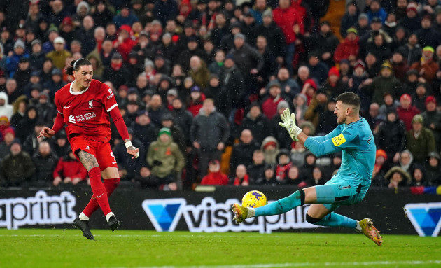 newcastle-united-goalkeeper-martin-dubravka-saves-from-liverpools-darwin-nunez-during-the-premier-league-match-at-anfield-liverpool-picture-date-monday-january-1-2024