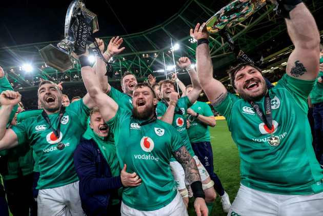 jack-conan-craig-casey-andrew-porter-james-ryan-ryan-baird-and-tom-otoole-celebrate-winning-with-the-guinness-six-nations-and-triple-crown-trophies