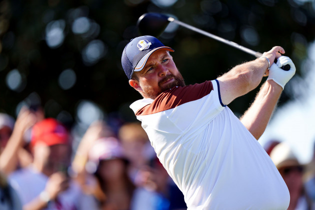team-europes-shane-lowry-on-the-12th-during-the-foursomes-on-day-two-of-the-44th-ryder-cup-at-the-marco-simone-golf-and-country-club-rome-italy-picture-date-saturday-september-30-2023