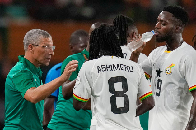 ghanas-head-coach-chris-hughton-left-gives-directions-to-his-players-during-the-african-cup-of-nations-group-b-soccer-match-between-egypt-and-ghana-in-abidjan-ivory-coast-thursday-jan-18-2024
