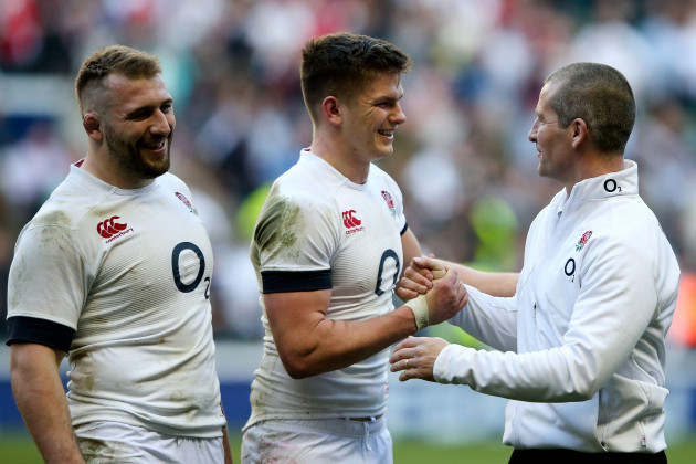 englands-owen-farrell-and-head-coach-stuart-lancaster-celebrate-during-the-rbs-6-nations-match-between-england-and-wales-at-the-twickenham-stadium-in-london-on-march-9-2014-pic-charlie-forgham-bai