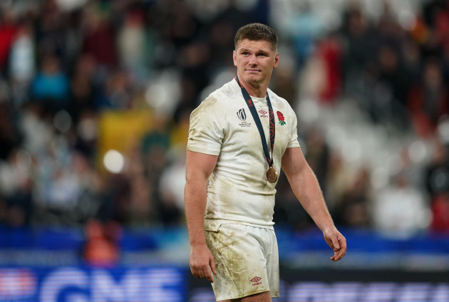 englands-owen-farrell-with-his-bronze-medal-after-the-rugby-world-cup-2023-bronze-final-match-at-the-stade-de-france-in-paris-france-picture-date-friday-october-27-2023