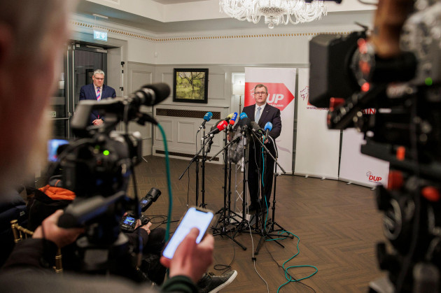 dup-leader-sir-jeffery-donaldson-mp-during-a-press-conference-at-hinch-distillery-ballynahinch-after-the-dup-party-executiveheld-a-private-party-meeting-about-going-back-into-stormont-at-larchfield
