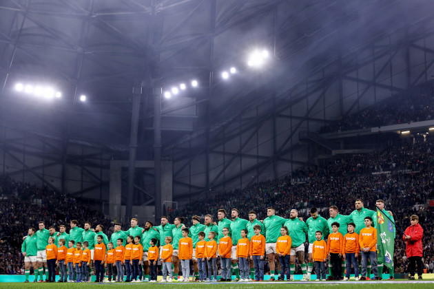 Position de l'équipe d'Irlande pour l'hymne national