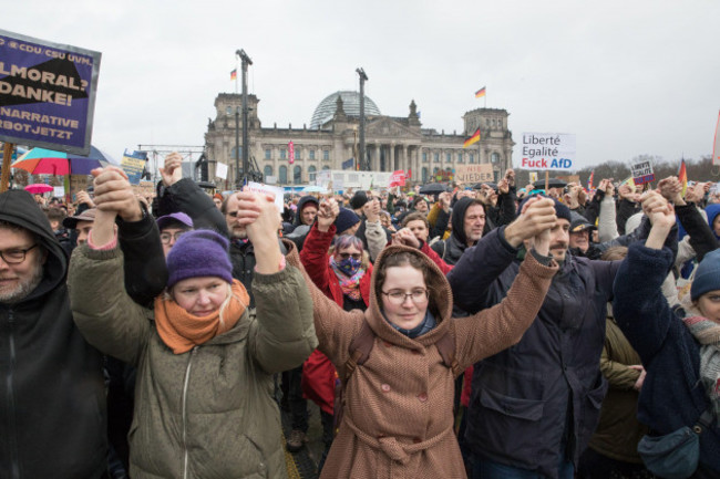 berlin-witnessed-a-monumental-gathering-on-february-3-2024-as-approximately-300000-demonstrators-formed-a-symbolic-firewall-against-right-wing-extremism-in-front-of-the-bundestag-under-the-banner