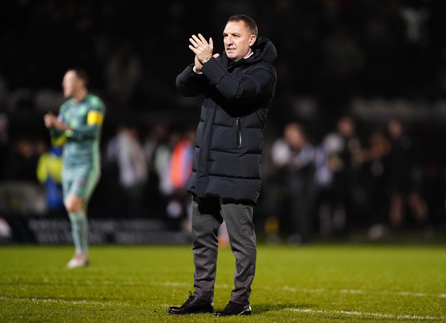 celtic-manager-brendan-rodgers-applauds-the-fans-following-the-cinch-premiership-match-at-the-smisa-stadium-paisley-picture-date-tuesday-january-2-2024