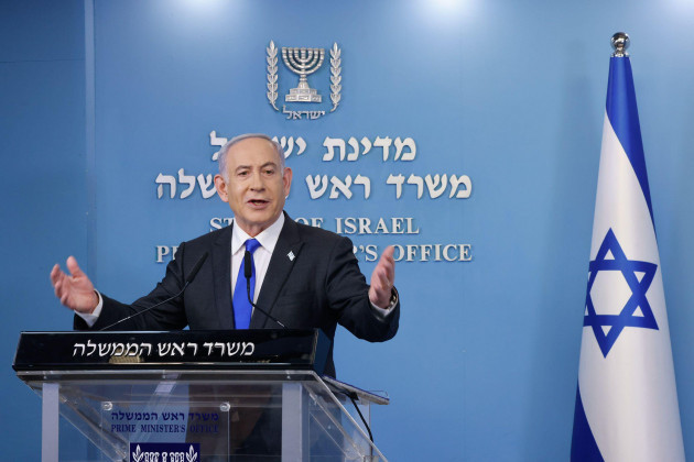 240207-jerusalem-feb-7-2024-xinhua-israeli-prime-minister-benjamin-netanyahu-speaks-at-a-press-conference-at-the-prime-ministers-office-in-jerusalem-on-feb-7-2024-netanyahu-rejected