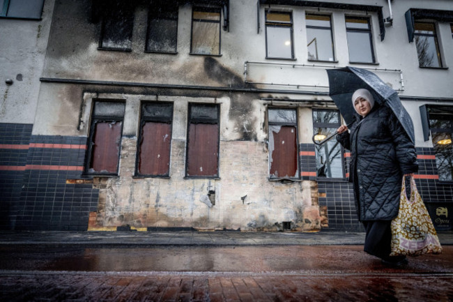 the-hague-netherlands-18th-feb-2024-the-hague-damage-at-the-opera-hall-center-on-the-fruitweg-the-day-after-the-police-had-to-intervene-in-a-confrontation-between-two-groups-of-eritreans-after