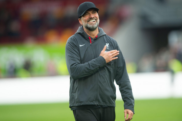 17th-february-2024-gtech-community-stadium-brentford-london-england-premier-league-football-brentford-versus-liverpool-jurgen-klopp-manager-of-liverpool-celebrates-the-victory-with-the-travelli