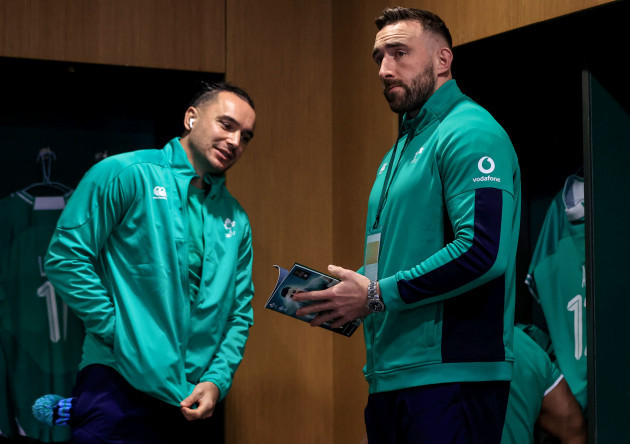 james-lowe-and-jack-conan-in-the-changing-room-ahead-of-the-game