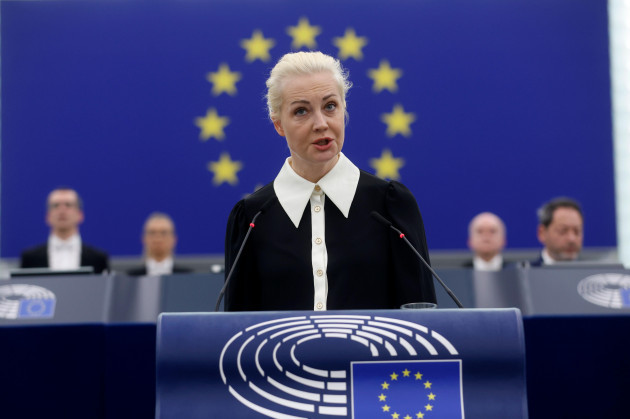 yulia-navalnaya-widow-of-russian-opposition-leader-alexei-navalny-addresses-the-european-unions-parliament-on-wednesday-feb-28-2024-in-strasbourg-eastern-france-the-grief-stricken-widow-of-russi