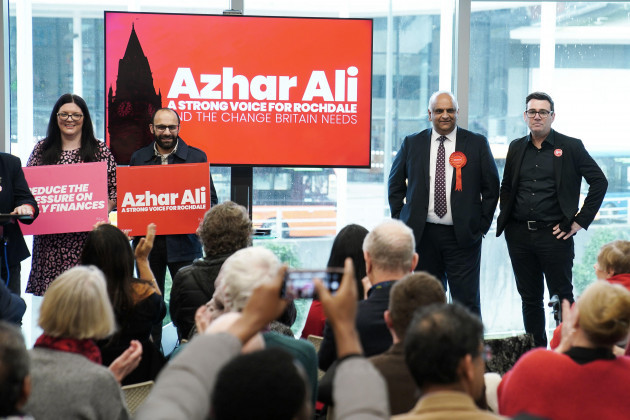 labour-candidate-for-rochdale-azhar-ali-second-right-is-joined-by-mayor-of-manchester-andy-burnham-right-in-rochdale-as-he-launches-his-campaign-for-the-up-coming-rochdale-by-election-triggered