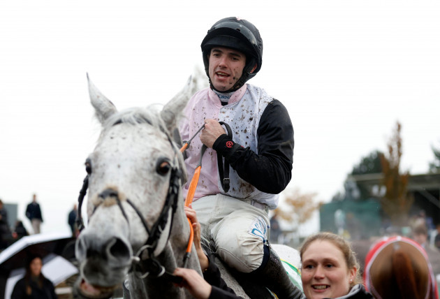 darragh-okeeffedarragh-okeeffe-celebrates-winning-the-et365-charlie-hall-chase-on-gentlemansgame-during-day-two-of-the-bet365-charlie-hall-meeting-at-wetherby-racecourse-picture-date-saturday-nove