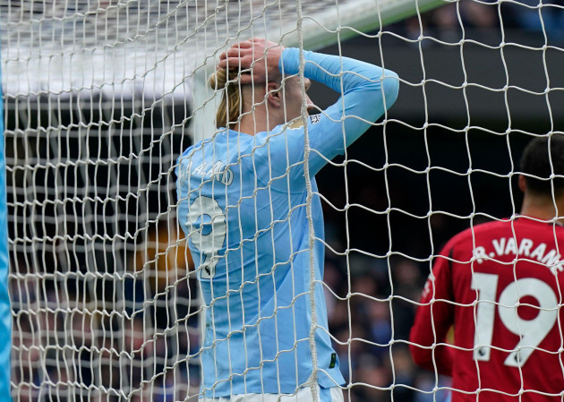 manchester-uk-3rd-mar-2024-erling-haaland-of-manchester-city-reacts-to-putting-the-ball-over-the-bar-during-the-premier-league-match-at-the-etihad-stadium-manchester-picture-andrew-yatessporti