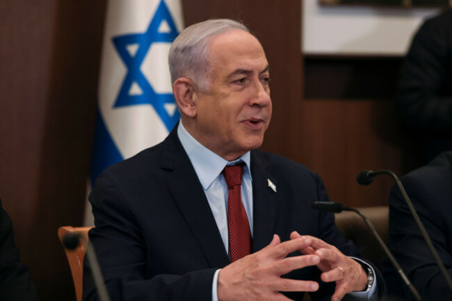 israeli-prime-minister-benjamin-netanyahu-attends-the-weekly-cabinet-meeting-at-the-prime-ministers-office-in-jerusalem-sunday-dec-10-2023-ronen-zvulunpool-photo-via-ap