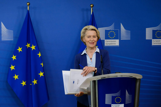 brussels-belgium-20th-june-2023-european-commission-president-ursula-von-der-leyen-speaks-during-a-media-conference-after-a-meeting-of-the-college-of-commissioners-at-eu-headquarters-in-brussels