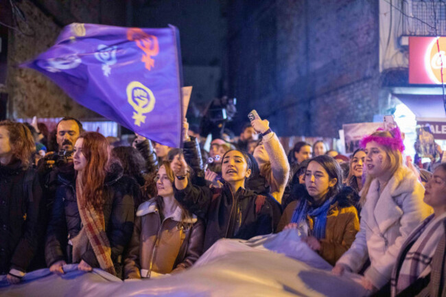 march-8-2024-istanbul-turkey-march-8-2024-protesters-brandishing-banners-and-chanting-slogans-faced-obstacles-in-their-attempt-to-march-towards-taksim-during-the-rally-held-in-beyoglu-istanbu