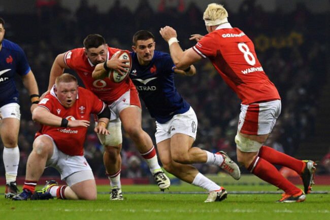 frances-thomas-ramos-centre-tackled-by-wales-aaron-wainwright-right-during-the-six-nations-rugby-union-international-match-between-wales-and-france-at-the-principality-stadium-in-cardiff-wales