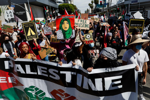 protesters-gather-during-a-demonstration-in-support-of-palestinians-calling-for-a-ceasefire-in-gaza-as-the-96th-academy-awards-oscars-ceremony-is-held-nearby-sunday-march-10-2024-in-the-hollywood