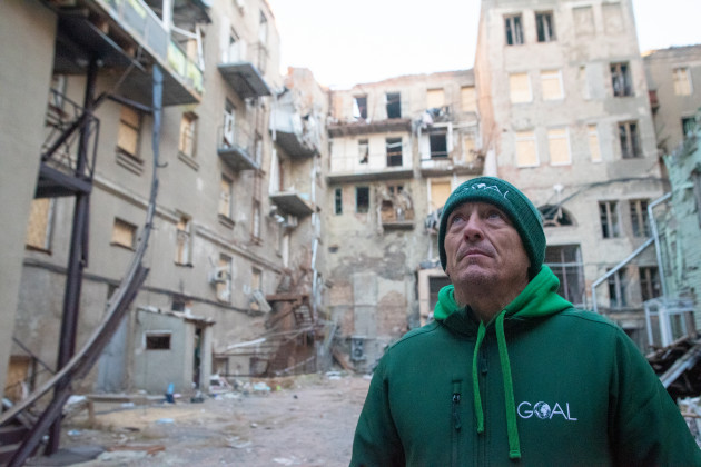 GOALie Matt Knight at shelled sites in Kharkiv (December 2022)