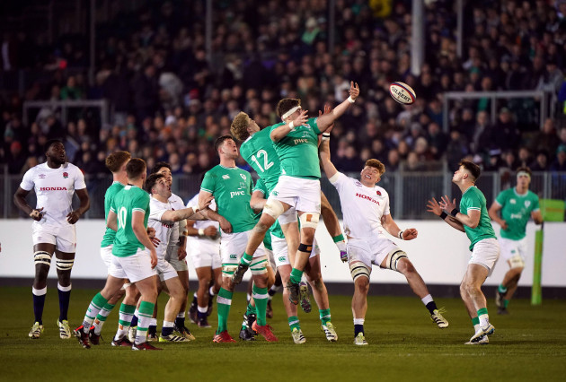 irelands-luke-murphy-stretches-for-the-ball-during-the-2024-u20-six-nations-championship-match-at-the-recreation-ground-bath-picture-date-friday-march-8-2024