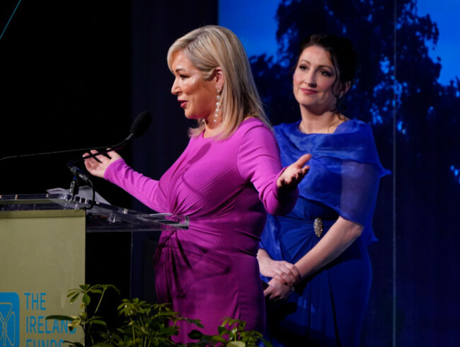 northern-ireland-first-minister-michelle-oneill-and-deputy-first-minister-emma-little-pengelly-attend-the-ireland-funds-32nd-national-gala-at-the-national-building-museum-in-washington-dc-during-t