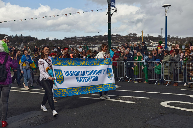 waterford-ireland-march-17-2022-ukrainian-community-at-the-st-patricks-day-parade-protesting-and-rejecting-the-war-against-russia
