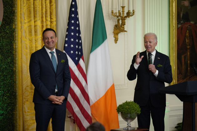 taoiseach-leo-varadkar-left-and-us-president-joe-biden-during-a-st-patricks-day-celebration-reception-and-shamrock-presentation-ceremony-at-the-white-house-in-washington-dc-during-the-taoiseachs