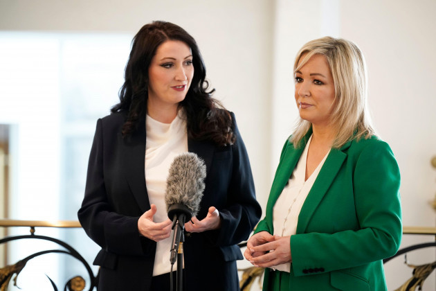 northern-ireland-first-minister-michelle-oneill-right-and-deputy-first-minister-emma-little-pengelly-attend-the-northern-ireland-bureau-breakfast-at-the-waldorf-astoria-hotel-in-washington-dc-dur