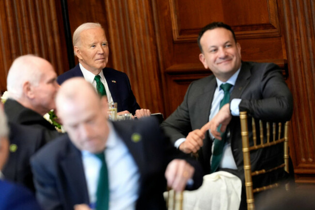 president-joe-biden-left-and-irelands-prime-minister-leo-varadkar-right-attend-a-friends-of-ireland-luncheon-on-capitol-hill-friday-march-15-2024-in-washington-ap-photoandrew-harnik